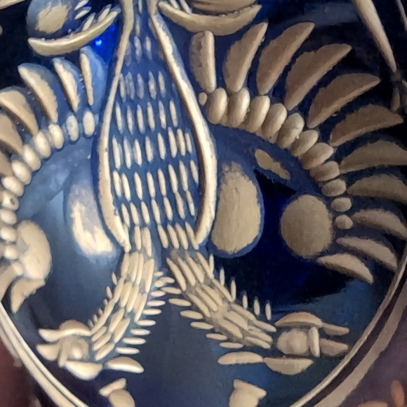 VGT,Cobalt Blue Etched Russian Faberge Egg . - Picture 7 of 9